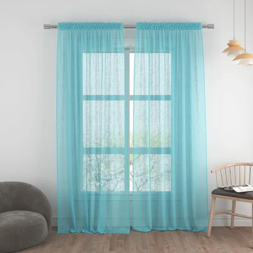 Vista 78 de UPOPO Paneles de Cortina Beige Pequeños Cortinas Transparentes de Gasa de 16 Pulgadas de Largo Cortinas de Cocina de Voile con Textura de Lino