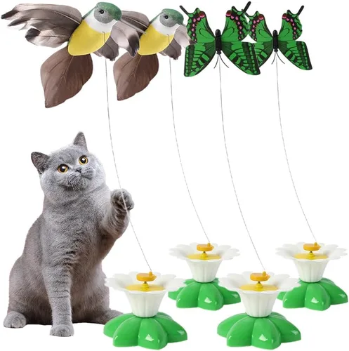 Vista 10 de Juguete eléctrico para gatos, juguete interactivo de pájaro para gatos, juguete eléctrico giratorio de 360 grados, mariposa voladora, juguete