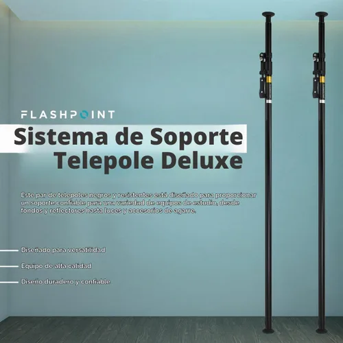 Vista 2 de Par de sistema de soporte telepolo Flashpoint Deluxe negro por Flashpoint
