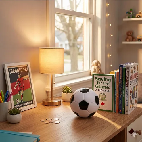 Vista 6 de Toddmomy - Alcancía de pelota de fútbol para niños, 5.90 pulgadas, caja de ahorro de dinero para niños y niñas, temática deportiva, decoración