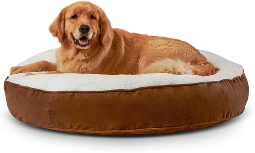 Vista 12 de South Pine Porch Samson - Cama redonda de lujo para perro, estilo almohada, acero azul, pequeña (30 pulgadas)