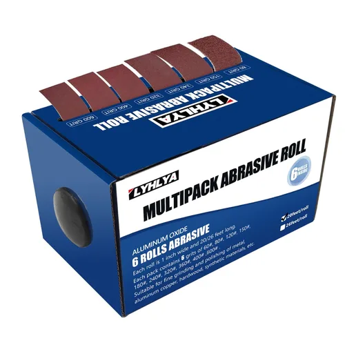 Vista 9 de Rollos de papel de lija de gancho y bucle, 4 granos de papel de lija abrasivo de 1 pulgada x 20 pies, papel de arena surtido con dispensador 150