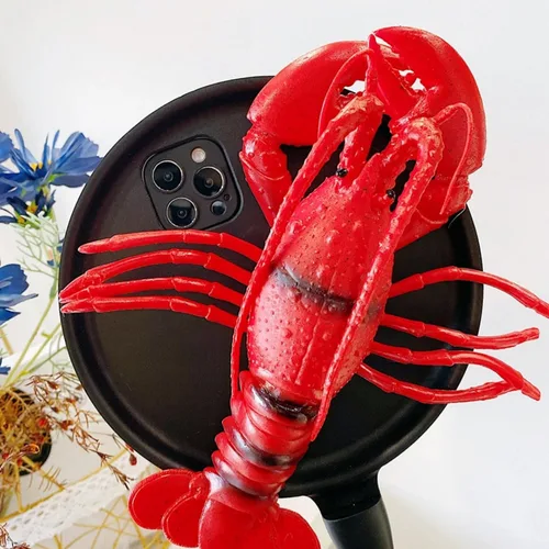 Vista 4 de Fun Pan - Funda para iPhone 11 12 13 14 15 Pro Max Mini XR XS X 7 8 Plus SE Seafood Lobster Phone Cases
