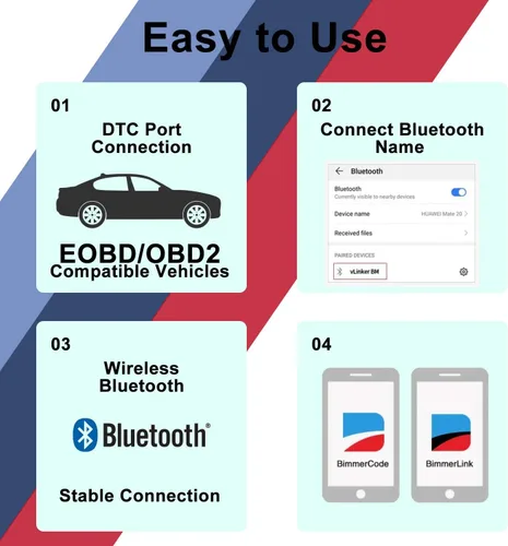 Vista 6 de Vgate OBD2 Bluetooth Escáner vLinker BM Bimmercode Herramienta de Diagnóstico para BMW/Mini, Funciona con Android y Windows solamente