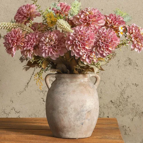 Vista 16 de Dobbyby - Florero de cerámica de 12 pulgadas, jarrón rústico para decoración del hogar, cerámica hecha a mano, jarrones altos de terracota