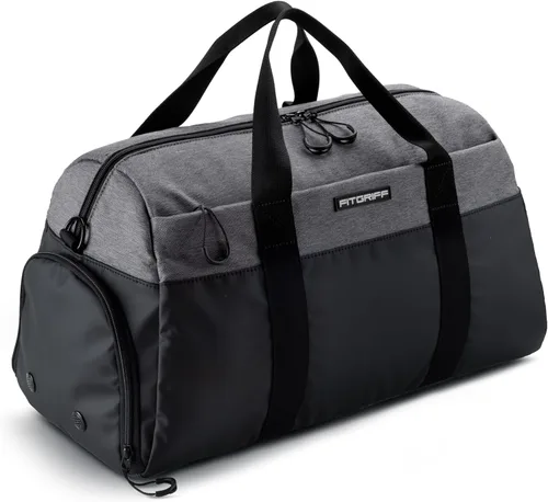 Vista 8 de Fitgriff Bolsa de gimnasio V2 para hombres y mujeres con compartimento para zapatos y artículos húmedos, bolsa de lona para viajes, deportes