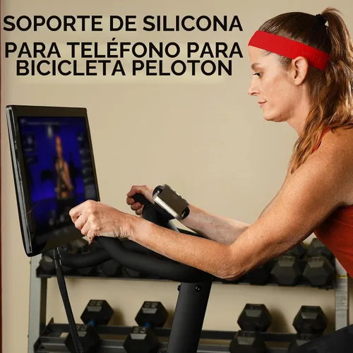 Vista 2 de Soporte de teléfono de silicona mejorado compatible con accesorios de bicicleta Peloton - Soporte para teléfono celular para bicicleta de ejercicio