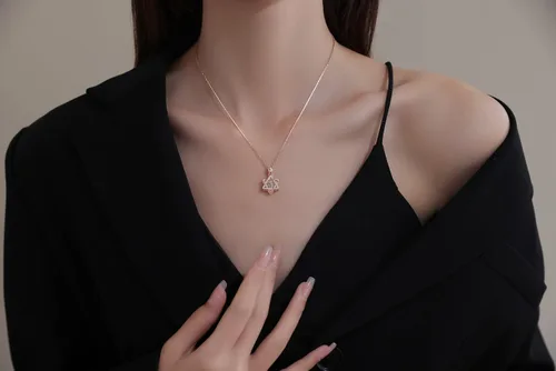 Vista 5 de SDA Collar de diamantes bailarines para mujeres modernas, bonito collar de diamante real, regalo para niñas