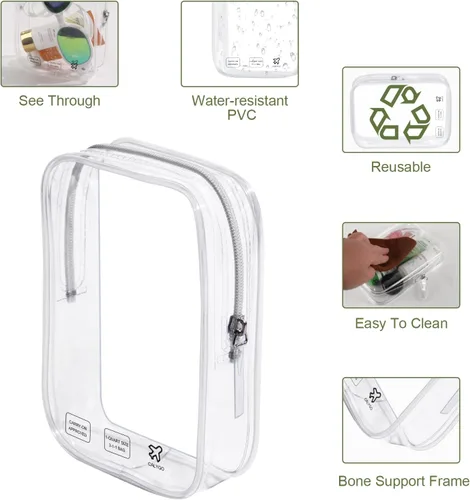 Vista 4 de 3 cubos de embalaje de 1 cuarto de galón, bolsa de viaje aprobada por la TSA, bolsa pequeña transparente, bolsa de viaje internacional