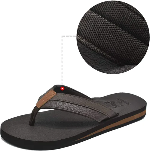 Vista 2 de KuaiLu - Sandalias de pata de gallo para hombre con soporte para el arco y plantilla de piel usada para tapetes de yoga