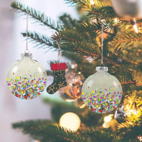 Vista 4 de BESPORTBLE 10 adornos de Navidad transparentes rellenables para bricolaje, bolas colgantes transparentes para decoración navideña personalizada
