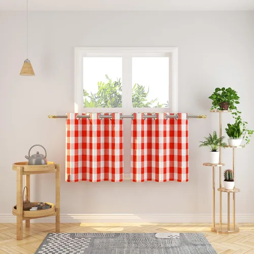 Vista 65 de Cortinas de 24 pulgadas de largo con diseño Buffalo Check Gingham Plaid para ventanas de cocina y baño, tratamiento para ventanas con 2 paneles