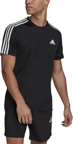 Vista 6 de adidas Aeroready - Camiseta de 3 rayas para hombre, Negro