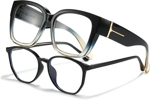 Vista 9 de LVIOE Lentes con filtro de luz azul para mujeres y hombres, anteojos de bloqueo de luz azul de gran tamaño para llevar sobre anteojos LB7511