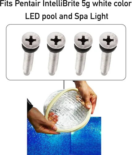 Vista 3 de AR-PRO 79104800 - Tornillos de junta de luz de piscina con arandelas, tornillos de acero inoxidable compatibles con Pentair IntelliBrite, Amerlite