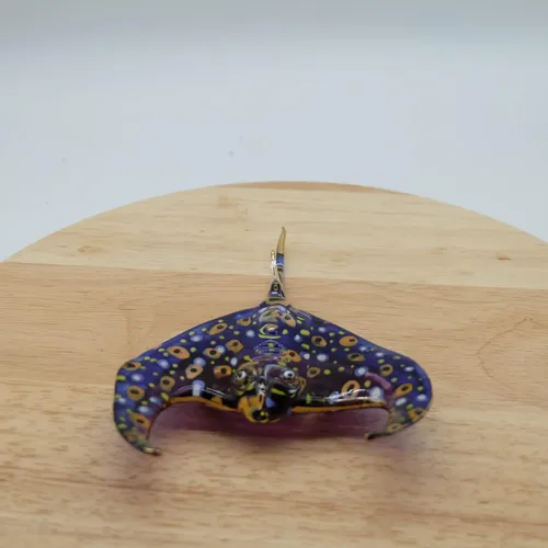 Vista 6 de Spotted Eagle Ray Stingray Fish Aqurium Marine Animal Soplado a mano Figura de cristal