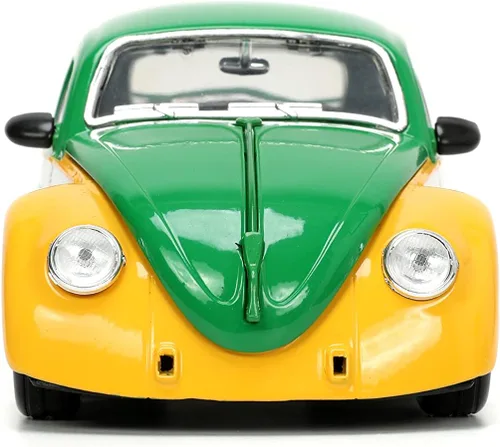 Vista 3 de Jada Teenage Mutant Ninja Turtles 1:24 1959 Volkswagen Drag Beetle - Coche fundido a presión y figura de Miguel Ángel de 2.75 pulgadas, juguetes
