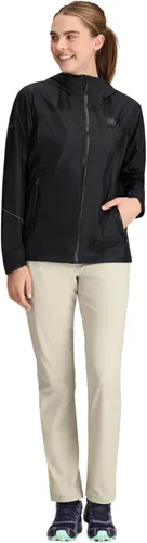 Vista 6 de Outdoor Research Chaqueta de lluvia de helio para mujer, color negro, S, Negro
