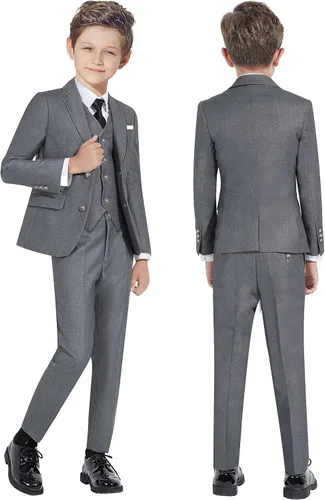 Vista 3 de Marvelous World Conjunto de traje formal ajustado para niños, cintura ajustable