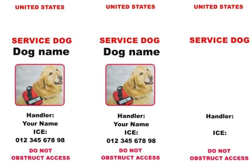 Vista 4 de Tarjeta personalizada de animales de servicio estadounidense con código QR Enlace al juego de etiquetas de ley y collar de ADA v2.