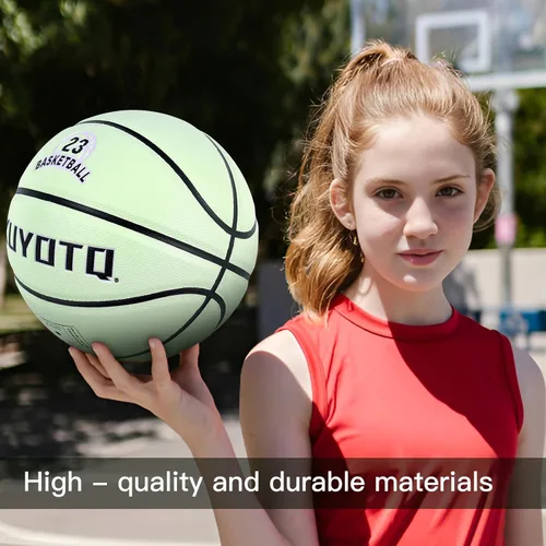 Vista 7 de KUYOTQ Glow in The Dark Glowing Basketball Composite Leather Luminous Size 7 Basketball 29.5" Gift for Men Women in&Outdoor Night Game(Deflated)