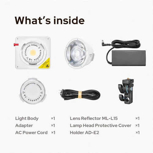 Vista 8 de Godox ML100Bi - Luz de video LED de mano de 120 W con reflector de lente de 15 ° 2800K-6500K TLCI 98+/CRI 97+ Fotografía portátil de mano (ML100 Bi)