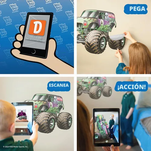Vista 3 de Wall Palz Monster Jam - Calcomanías de pared de 23 pulgadas con interacción de realidad aumentada 3D, decoraciones de pared para despegar y pegar