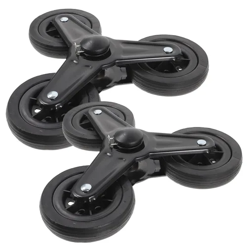 Vista 7 de 1 par de ruedas de cristal de acero inoxidable, ruedas triangulares resistentes para carritos de compras, carretillas de escalada de escaleras