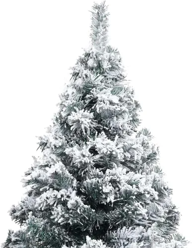 Vista 5 de 6.5ft Flocked Artificial Christmas Tree with LED Lights and Decorations, Realistic PVC Branches, Adjustable Steel Stand for Indoor Holiday Decor