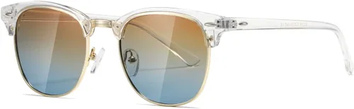 Vista 113 de AEVOGUE Gafas de sol polarizadas para mujeres y hombres semi marco retro gafas de sol AE0369