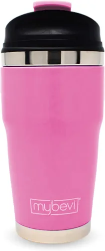 Vista 13 de MyBevi Retro Wave - Vaso aislado de acero inoxidable al vacío de triple capa para café y té, tapa resistente a derrames, 12 onzas, negro