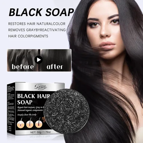 Vista 2 de Barra de champú reversible para cabello gris, 2 unidades de jabón para oscurecer el cabello gris para limpiar profundamente el cuero cabelludo