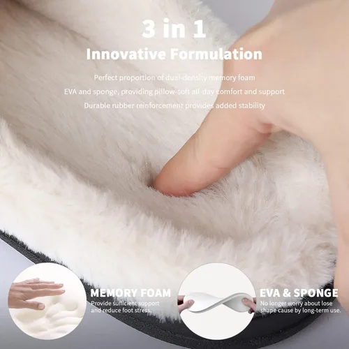 Vista 2 de Homitem Men's Cozy Memory Foam Slippers,Fuzzy Wool-Like Plush Fleece Lined House Slippers Men Indoor Outdoor Slippers With Anti-Skid Rubber Sole