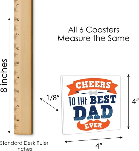 Vista 6 de Big Dot of Happiness Feliz Día del Padre – Divertidas decoraciones de fiesta «We Love Dad» – Posavasos para bebidas – Juego de 6