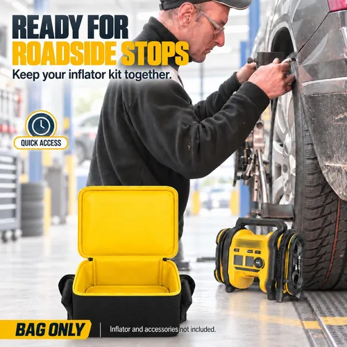 Vista 8 de Air Compressor Bag Case Compatible with DEWALT 20V MAX Tire Inflator DCC020IB, Cordless Tools Storage Holder Organizer with Pocket for Battery Pack