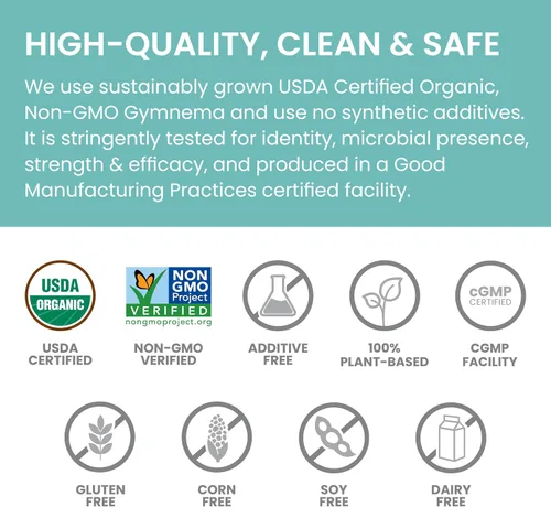 Vista 6 de Himalaya Organic Gymnema Sylvestre – Apoyo al metabolismo de la glucosa a base de hierbas – USDA orgánico, sin OMG, vegano, sin gluten, sin