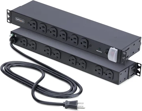 Vista 10 de StarTech Tira de alimentación horizontal de 8 salidas de 1U para montaje en rack para gabinetes de servidor de red - Protección contra