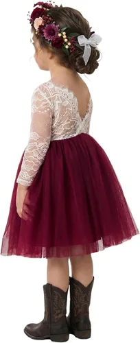 Vista 11 de 2Bunnies - Vestido de fiesta con tutú de tul, espalda de encaje de rosa, tipo A, para niñas Maxi sin mangas de encaje