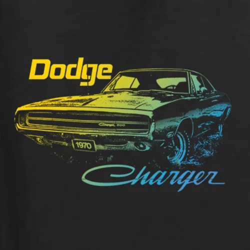 Vista 2 de Wild Bobby 1970 Dodge Charger Classic Neon Retro Silhouette - Sudadera con capucha unisex con estampado de autos y camiones