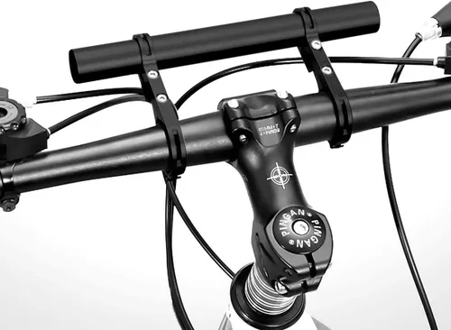 Vista 6 de Extensión de manillar de bicicleta, 7.9 in, multifunción, extensor de manillar de bicicleta doble, soporte de aleación de aluminio, soporte