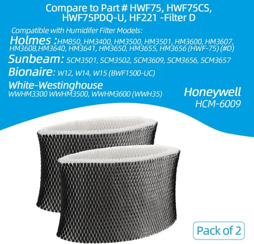 Vista 4 de ANTOBLE Filtros de humidificador de repuesto para humidificador Holmes HWF72 HWF75 HWF75CS HWF75PDQ-U; Sunbeam SCM3501 SCM3502 SCM3656 SCM3657