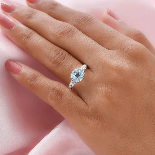 Vista 6 de Compra hermosos anillos de compromiso LC para mujer, piedra de topacio azul, plata de ley 925, piedra natal de amor, Metal, Topacio