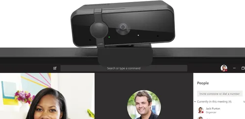 Vista 6 de Webcam HD 1080p Lenovo (300 FHD) - Negra con ángulo amplio de 95°, rotación y inclinación de 360°, micrófonos duales, obturador de privacidad