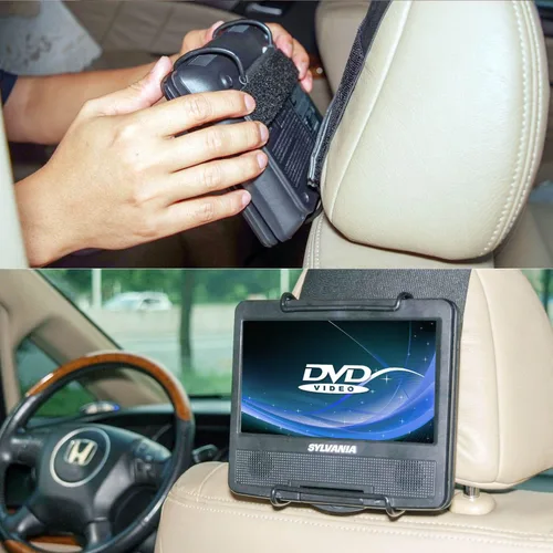 Vista 3 de TFY - Soporte de reposacabezas de coche para reproductor de DVD portátil Sylvania SDVD9805