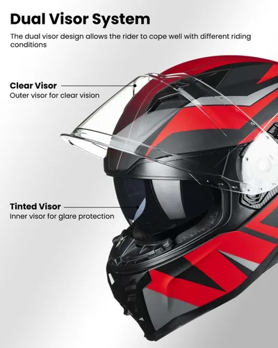 Vista 4 de Casco de motocicleta de cara completa con doble visera, moto de calle, carreras, DOT para adultos, hombres y mujeres, modelo MF569