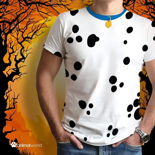 Vista 4 de Old Glory Disfraz de perro dálmata cuello azul camiseta para adultos