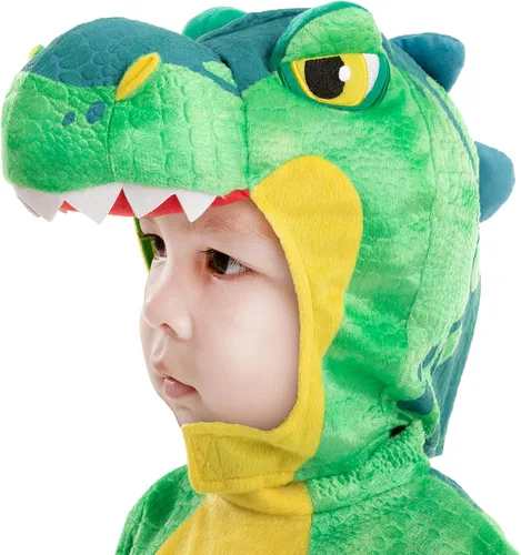 Vista 4 de Spooktacular Creations Disfraz unisex de T-Rex verde para Halloween disfraz de truco o trato talla 3T