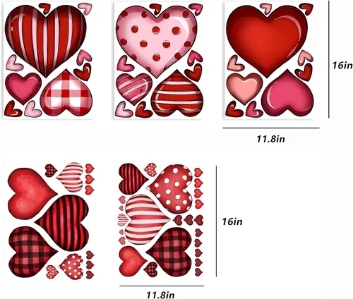 Vista 2 de Adhesivo adhesivo para ventana de corazón para el día de San Valentín, calcomanías de pared en forma de corazón para dormitorio, sala de estar