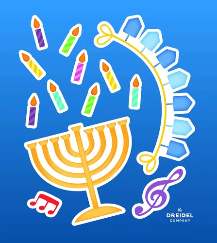 Vista 5 de The Dreidel Company Calcomanías grandes de Hanukkah para ventana, 48 calcomanías de Janucá temáticas de Janucá