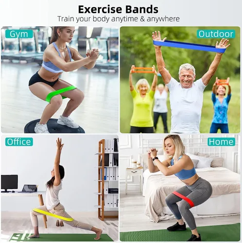 Vista 3 de Resistance Bands for Working Out, 5-Pack Elastic Exercise Bands for Strength Training, Stretching, Workout; Home Gym Equipment for Women Men
